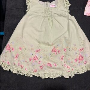 VINTAGE Gymboree Girls' Light Green Floral Ruffle Dress